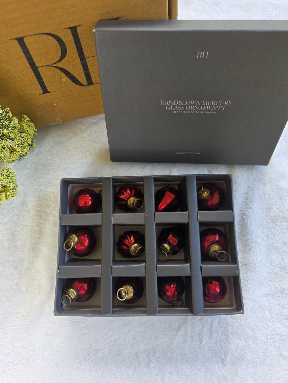 RESTORATION HARDWARE Handblown Mercury Glass Ornament - RED